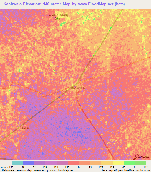 Kabirwala,Pakistan Elevation Map