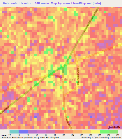 Kabirwala,Pakistan Elevation Map