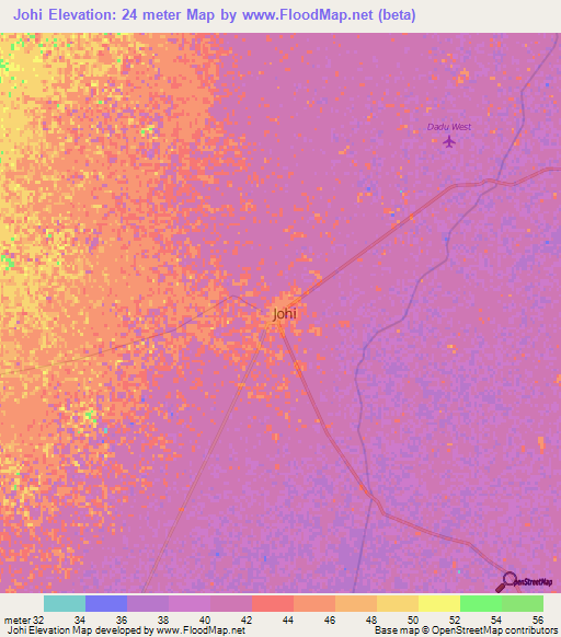 Johi,Pakistan Elevation Map