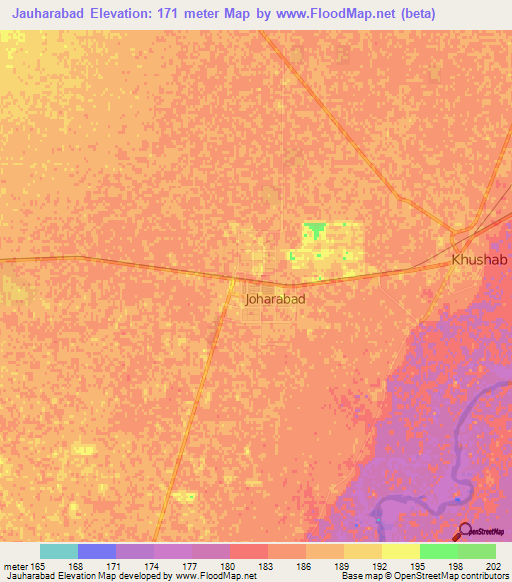 Jauharabad,Pakistan Elevation Map