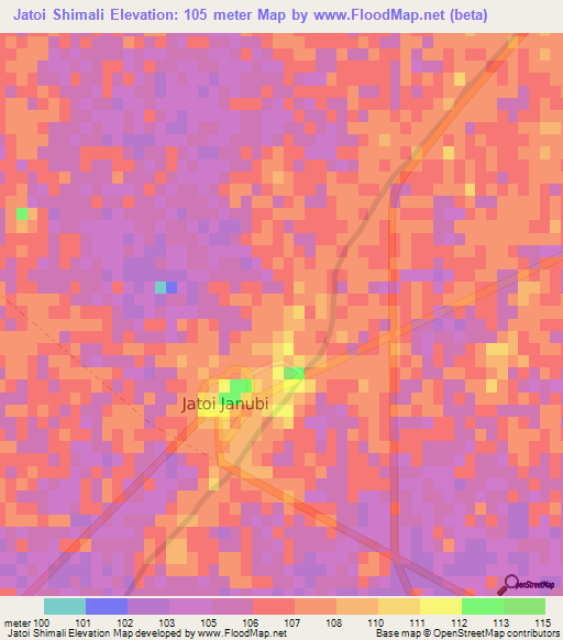 Jatoi Shimali,Pakistan Elevation Map