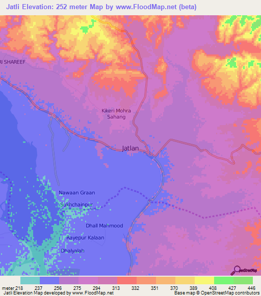 Jatli,Pakistan Elevation Map