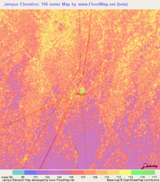 Jampur,Pakistan Elevation Map