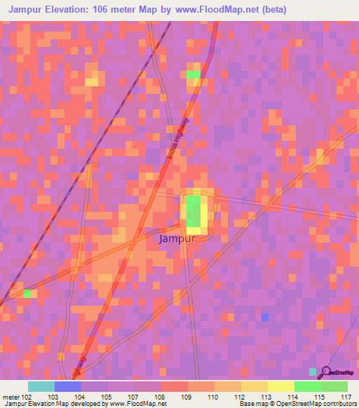 Jampur,Pakistan Elevation Map