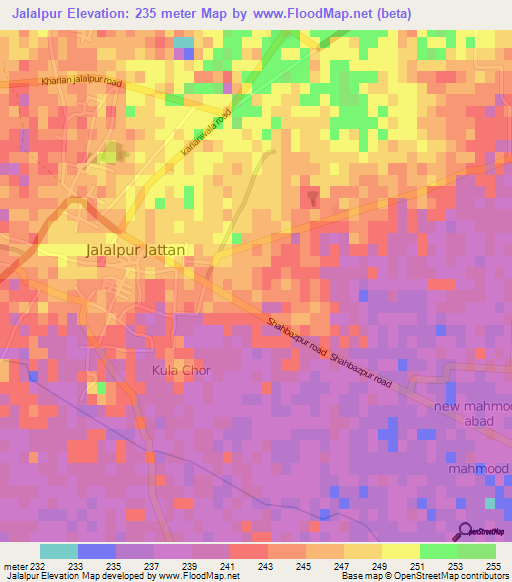 Jalalpur,Pakistan Elevation Map