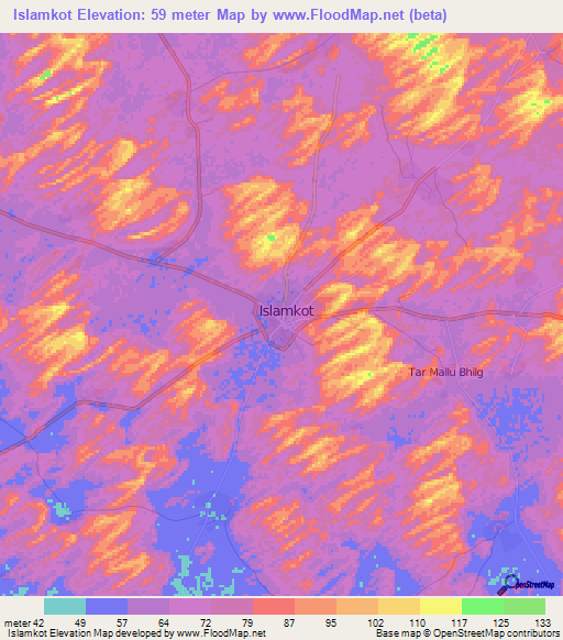 Islamkot,Pakistan Elevation Map