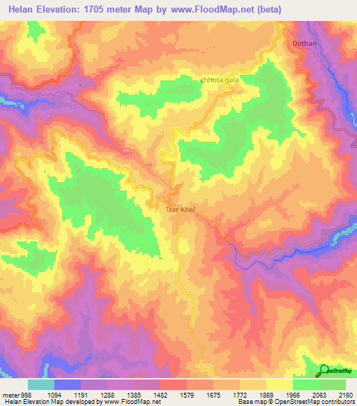 Helan,Pakistan Elevation Map