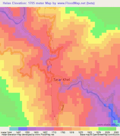 Helan,Pakistan Elevation Map