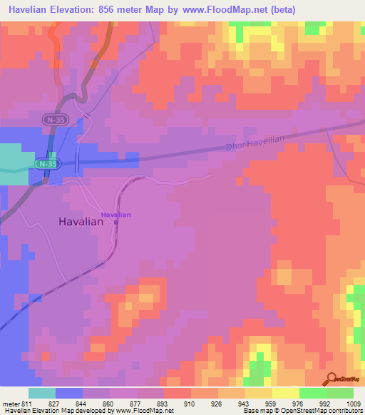 Havelian,Pakistan Elevation Map