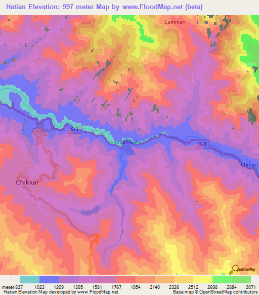 Hatian,Pakistan Elevation Map