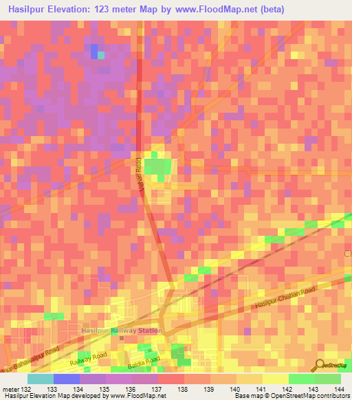 Hasilpur,Pakistan Elevation Map