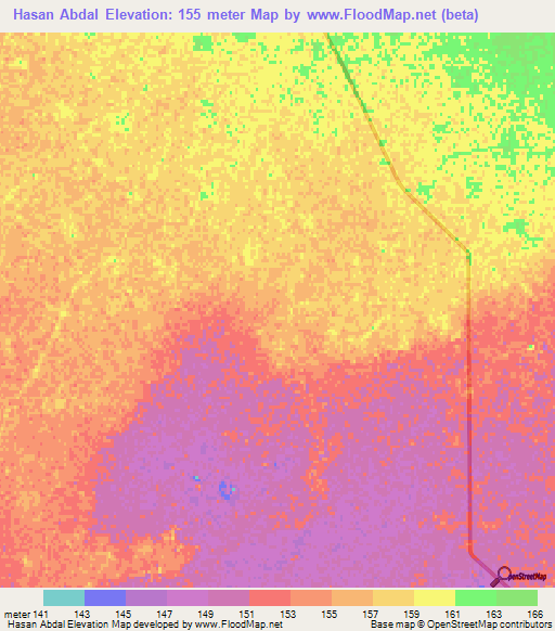 Hasan Abdal,Pakistan Elevation Map