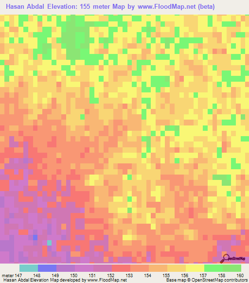 Hasan Abdal,Pakistan Elevation Map