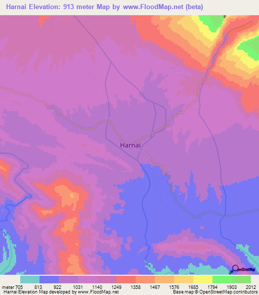 Harnai,Pakistan Elevation Map