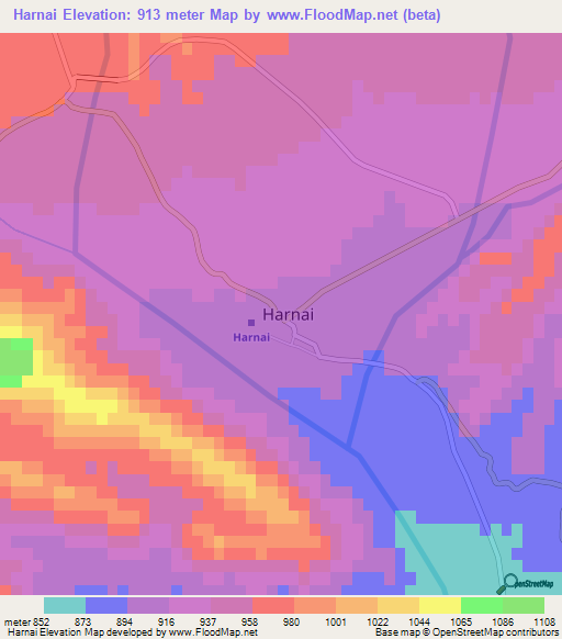 Harnai,Pakistan Elevation Map