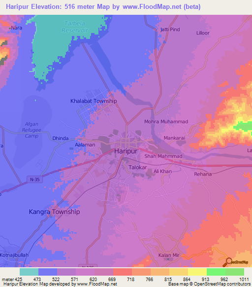 Haripur,Pakistan Elevation Map