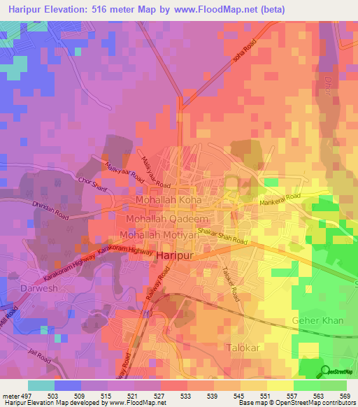 Haripur,Pakistan Elevation Map