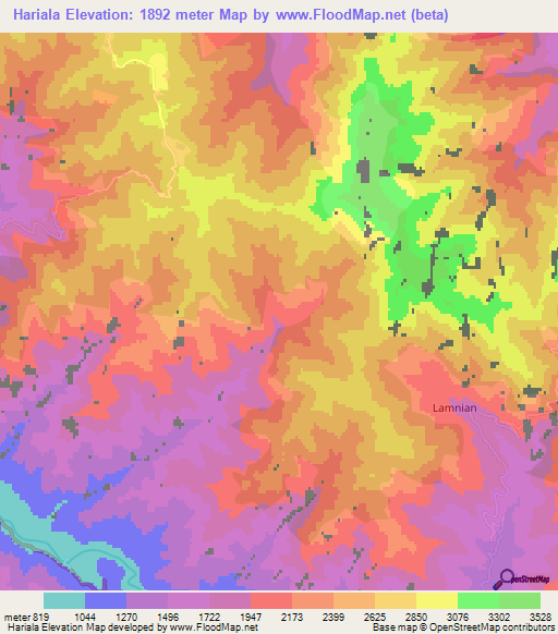 Hariala,Pakistan Elevation Map