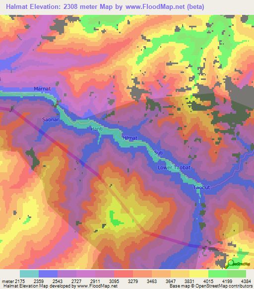 Halmat,Pakistan Elevation Map