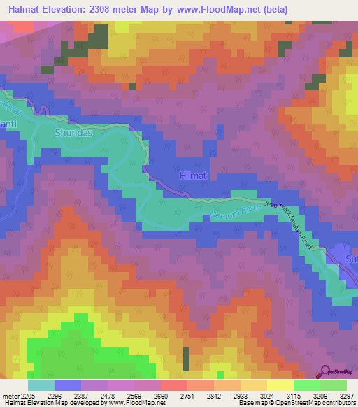 Halmat,Pakistan Elevation Map