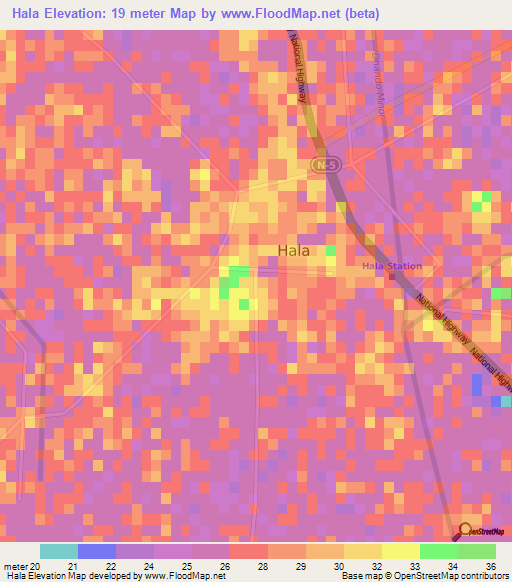 Hala,Pakistan Elevation Map