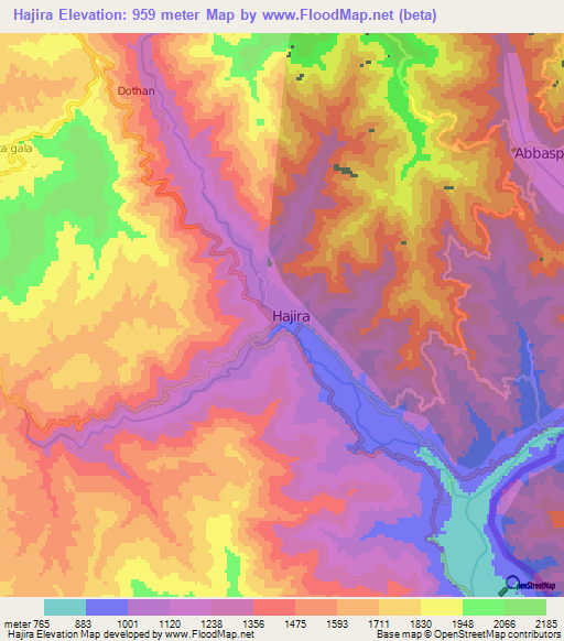 Hajira,Pakistan Elevation Map