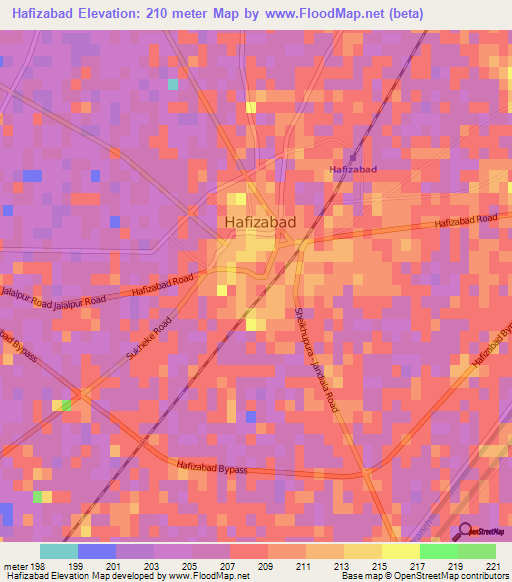 Hafizabad,Pakistan Elevation Map