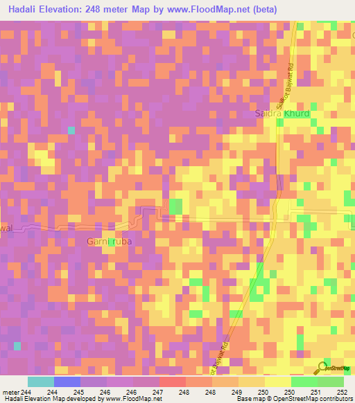 Hadali,Pakistan Elevation Map