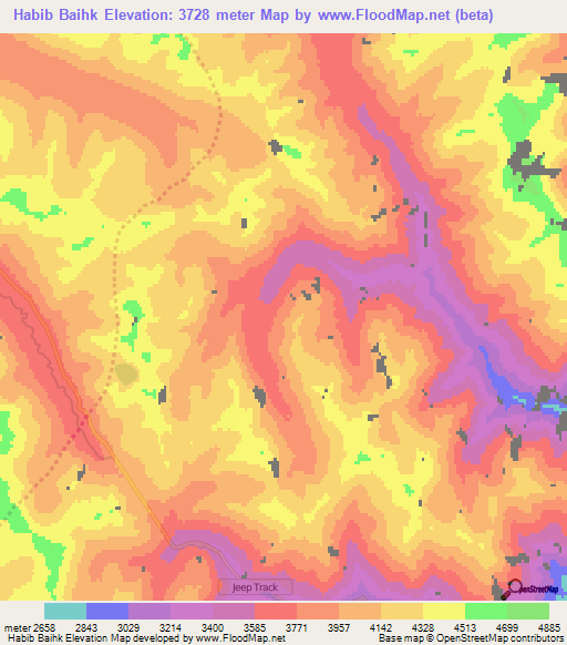 Habib Baihk,Pakistan Elevation Map