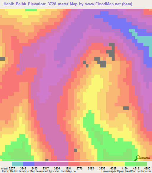 Habib Baihk,Pakistan Elevation Map