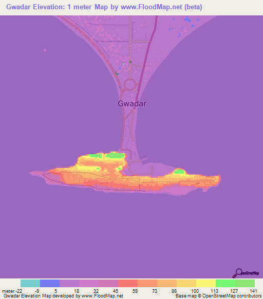 Gwadar,Pakistan Elevation Map