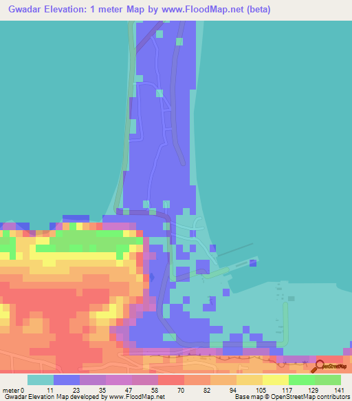 Gwadar,Pakistan Elevation Map