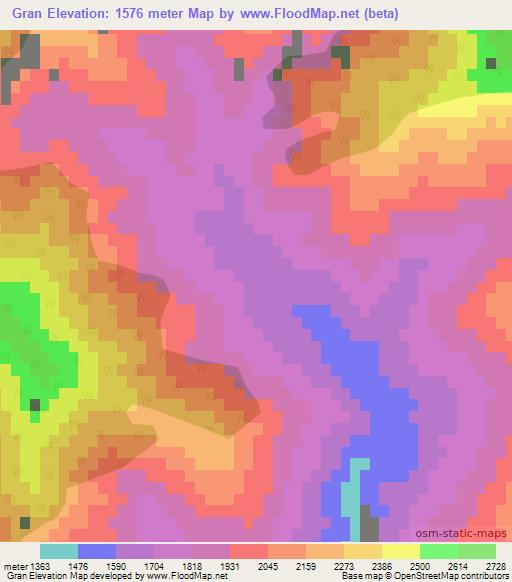 Gran,Pakistan Elevation Map