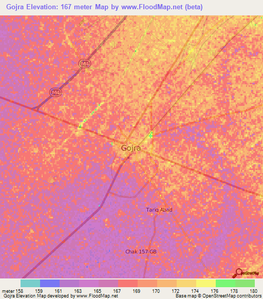 Gojra,Pakistan Elevation Map