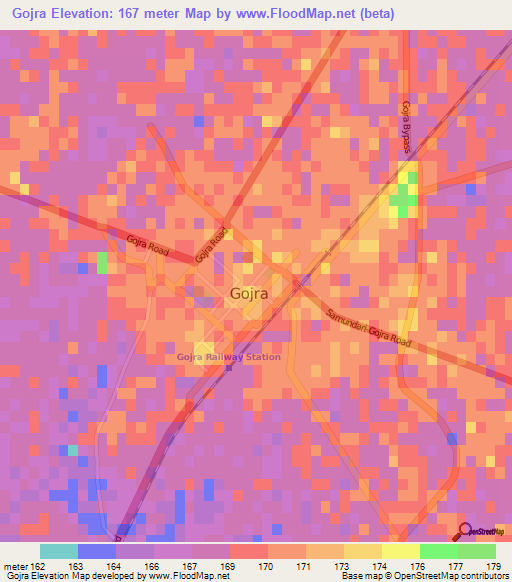 Gojra,Pakistan Elevation Map