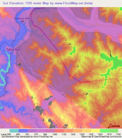 Goi,Pakistan Elevation Map