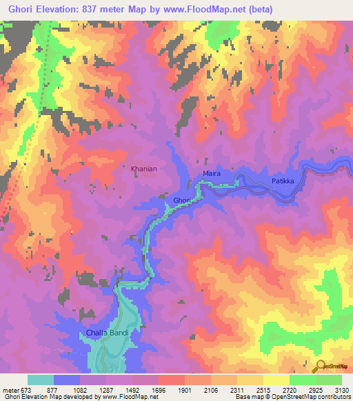 Ghori,Pakistan Elevation Map