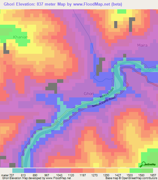 Ghori,Pakistan Elevation Map