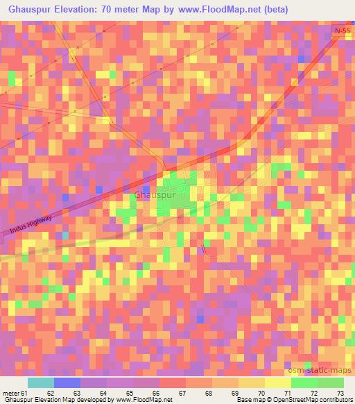 Ghauspur,Pakistan Elevation Map