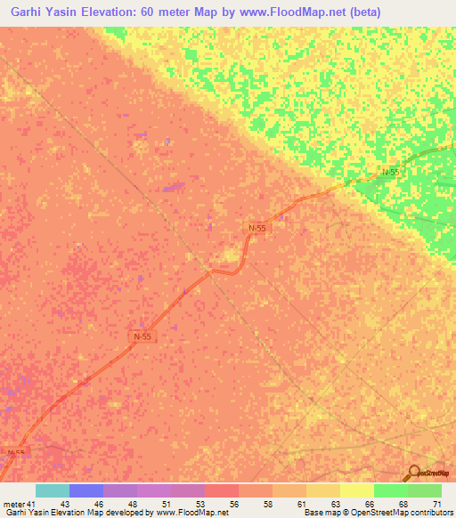 Garhi Yasin,Pakistan Elevation Map