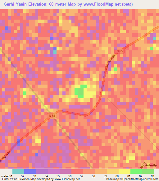 Garhi Yasin,Pakistan Elevation Map