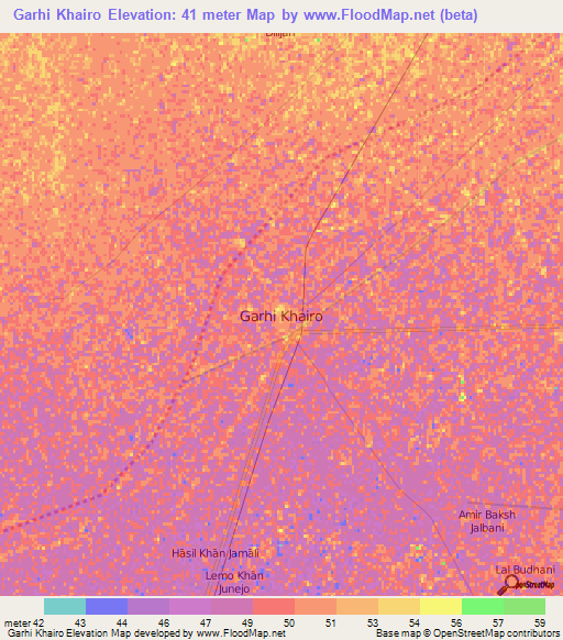 Garhi Khairo,Pakistan Elevation Map