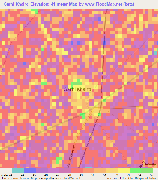 Garhi Khairo,Pakistan Elevation Map