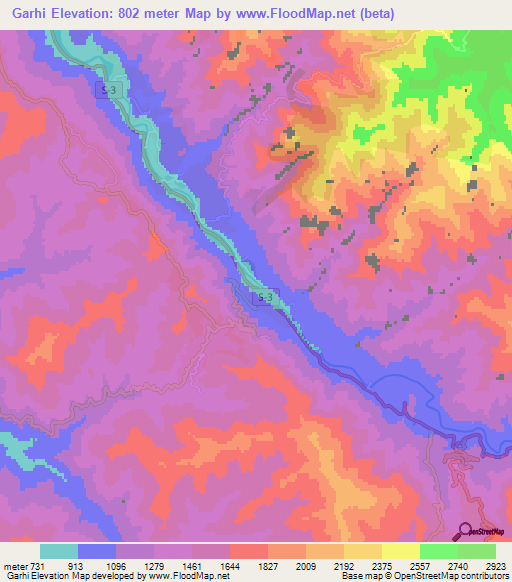 Garhi,Pakistan Elevation Map