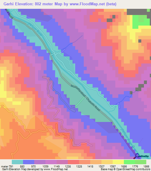 Garhi,Pakistan Elevation Map