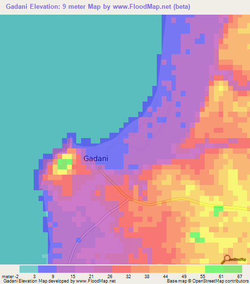 Gadani,Pakistan Elevation Map