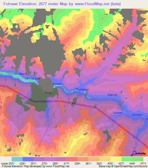 Folowai,Pakistan Elevation Map