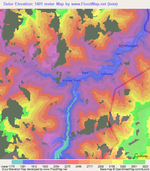 Dulur,Pakistan Elevation Map