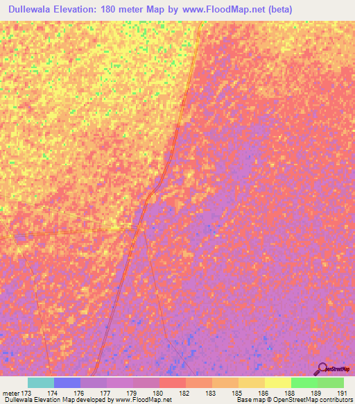 Dullewala,Pakistan Elevation Map