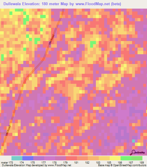 Dullewala,Pakistan Elevation Map